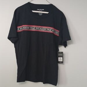 True Religion Black T-Shirt with Red Accents